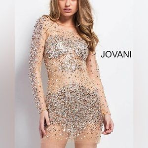 Jovani Long Sleeve Embelished Party Cocktail Dress